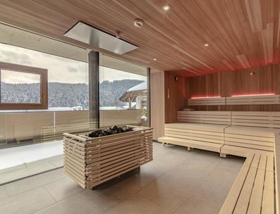 La sauna panoramica in inverno
