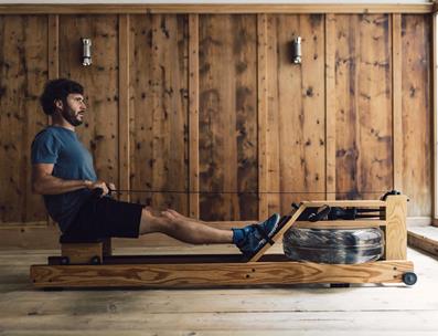 Man works out in the gym