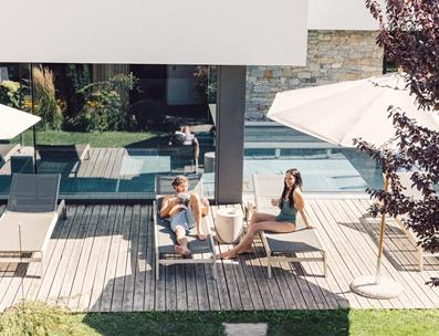 Couple relaxes in the garden