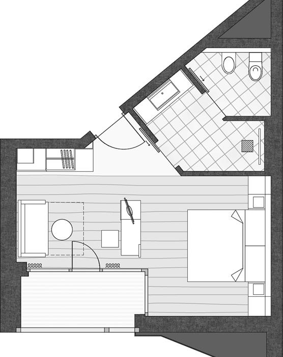 Skizze Doppelzimmer Loggia