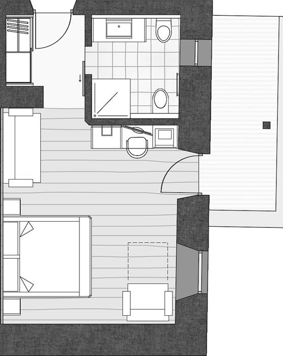 Room Plan of the Double Rooms Kronplatz, Kronplatz Nostalgia & Kronplatz Superior